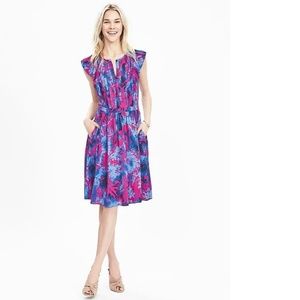 Banana Republic Floral Flutter Sleeve Dress
